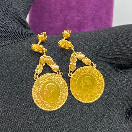22 Ayar Altın Küpe Çeyrekli Zincir 5.68gr - K01102