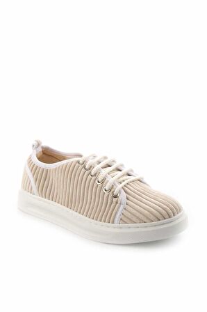 Bambi Bej Kumas  Kadın Sneaker K01122000804