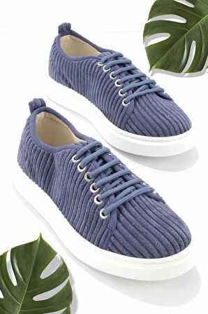 Bambi Kot Mavi Kumas  Kadın Sneaker K01122000804