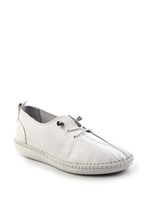 Beyaz Hakiki Deri Kadın Casual Ayakkabı K01143012003