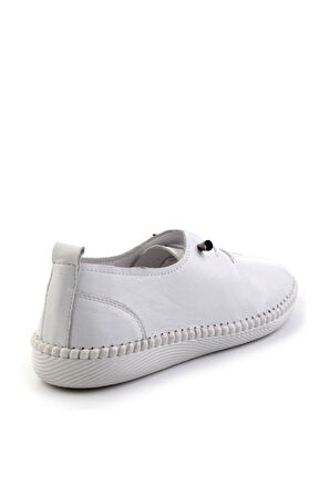Beyaz Hakiki Deri Kadın Casual Ayakkabı K01143012003