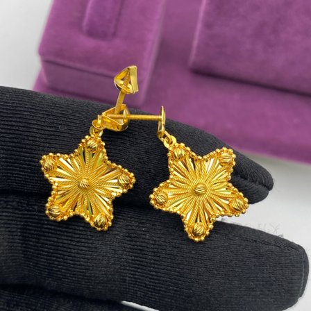 Yıldızlı Dorika Altın Küpe 22 Ayar 4.56gr Kadın Hediye