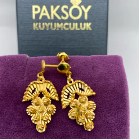 üzümlü dorika Model 22 Ayar Küpe 3.93gr Kadın Hediye