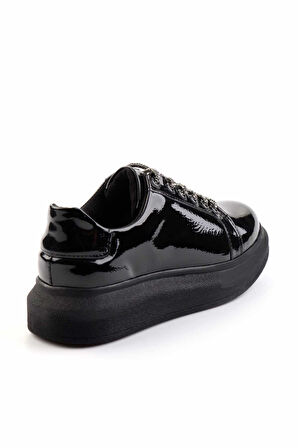 Siyah Kırışık Rugan  Kadın Sneaker K01179087008