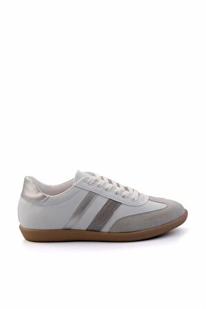 Beyaz Gri Süet  Kadın Sneaker K01179457309
