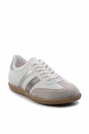 Beyaz Gri Süet  Kadın Sneaker K01179457309
