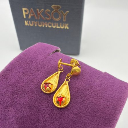 22 Ayar Altın Çocuk Küpesi Parmak İzi 1.33gr Hediye