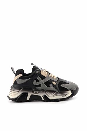 Siyah Süet Hakiki Deri Kadın Sneaker K01185037102