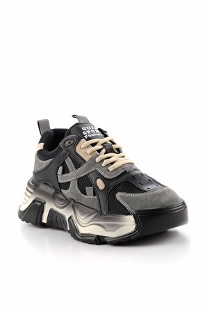 Siyah Süet Hakiki Deri Kadın Sneaker K01185037102