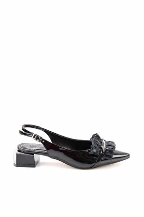 Bambi Siyah Rugan  Kadın Klasik Topuklu Ayakkabi K01188135808