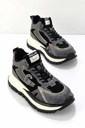 Gri Süet Hakiki Deri Kadın Sneaker K01185143302