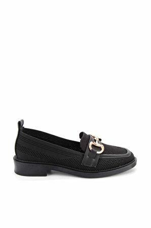 Bambi Siyah Triko  Kadın Loafer Ayakkabi K01196000582