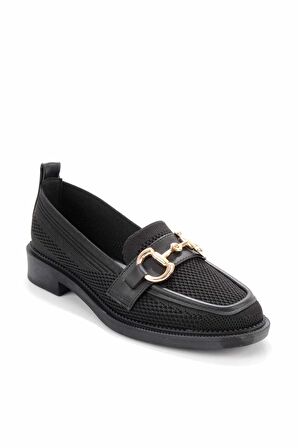 Bambi Siyah Triko  Kadın Loafer Ayakkabi K01196000582