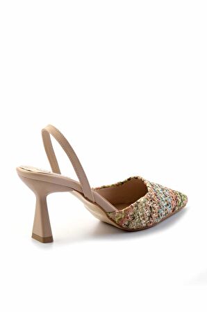 Çok Renkli Hasır  Kadın Klasik Topuklu Ayakkabı K01192120328