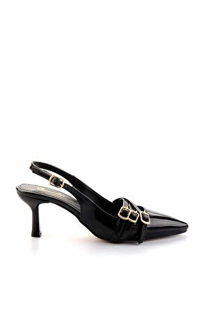 Siyah Rugan  Kadın Klasik Topuklu Ayakkabı K01206011108