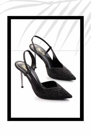 Siyah Saten  Kadın Abiye Ayakkabı K01209926038