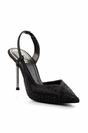 Siyah Saten  Kadın Abiye Ayakkabı K01209926038