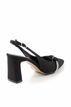 Bambi Mat Siyah Saten  Kadın Klasik Topuklu Ayakkabi K01209511638