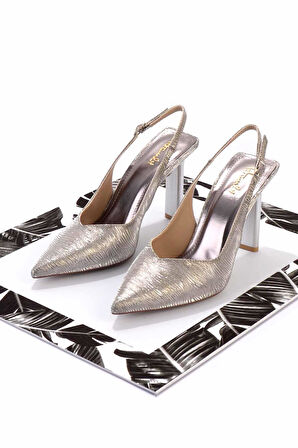 Platin Parlak  Kadın Abiye Ayakkabı K01209222238