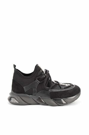 Bambi Siyah Süet  Kadın Sneaker K01212010902