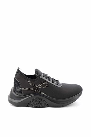 Bambi Siyah Streç  Kadın Sneaker K01212101317