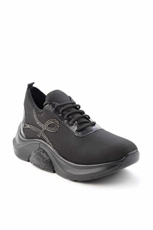 Bambi Siyah Streç  Kadın Sneaker K01212101317