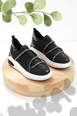 Bambi Siyah Streç  Kadın Sneaker K01212020717