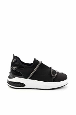Bambi Siyah Streç  Kadın Sneaker K01212020717