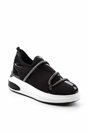 Bambi Siyah Streç  Kadın Sneaker K01212020717