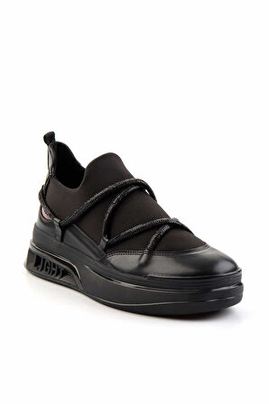 Siyah Streç  Kadın Sneaker K01212040517
