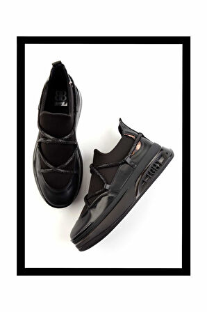 Siyah Streç  Kadın Sneaker K01212040517