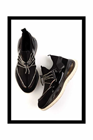 Siyah Streç  Kadın Sneaker K01212040717