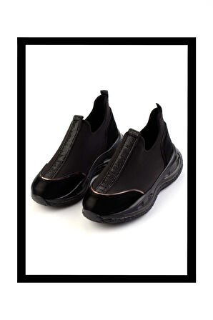 Siyah Streç  Kadın Sneaker K01212041517
