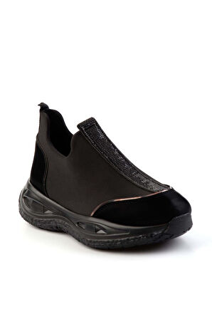 Siyah Streç  Kadın Sneaker K01212041517