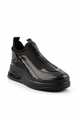 Siyah Streç  Kadın Sneaker K01212043017