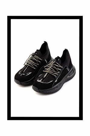 Siyah Streç  Kadın Sneaker K01212042117