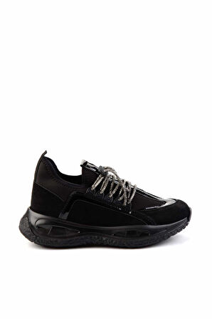 Siyah Streç  Kadın Sneaker K01212042117