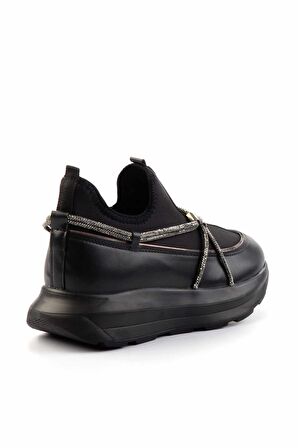 Siyah Siyah Streç  Kadın Sneaker K01212203209