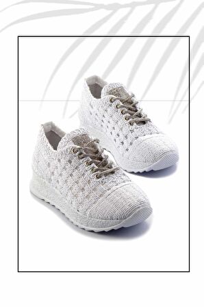 Beyaz Örgü  Kadın Casual Ayakkabı K01220051716