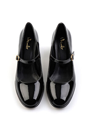 Siyah Rugan  Kadın Klasik Topuklu Ayakkabı K01231481608