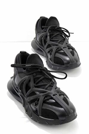 Bambi Siyah Streç  Kadın Sneaker K01238010417