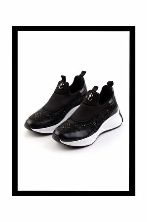 Siyah Streç  Kadın Sneaker K01234072017