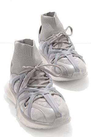 Bambi Gri Triko  Kadın Sneaker K01238020482