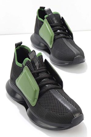 Bambi Siyah Yesil Triko  Kadın Sneaker K01238012682