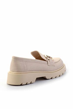 Bej Kumaş  Kadın Loafer Ayakkabı K01246170504