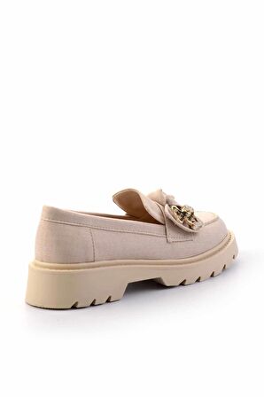 Bej Kumaş  Kadın Loafer Ayakkabı K01246170804