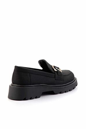 Siyah Kumaş  Kadın Loafer Ayakkabı K01246170504