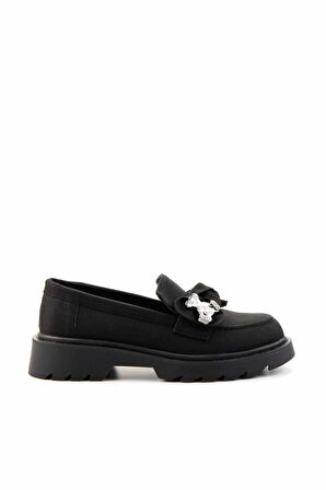 Siyah Kumaş  Kadın Loafer Ayakkabı K01246170804