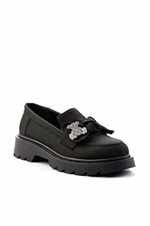 Siyah Kumaş  Kadın Loafer Ayakkabı K01246170804