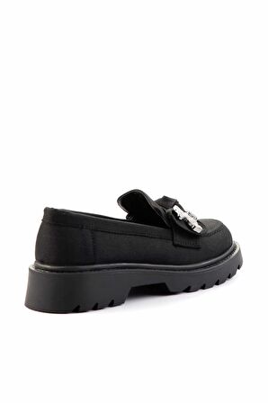 Siyah Kumaş  Kadın Loafer Ayakkabı K01246170804